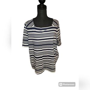 Lands End women's Plus size Top/ Tee. 18/20. Navy & white